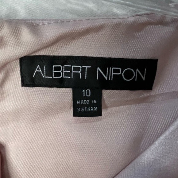 Albert Nipon Blush Sateen Long Collarless Dress Suit Set Size 10 Soft Girl - Picture 11 of 13